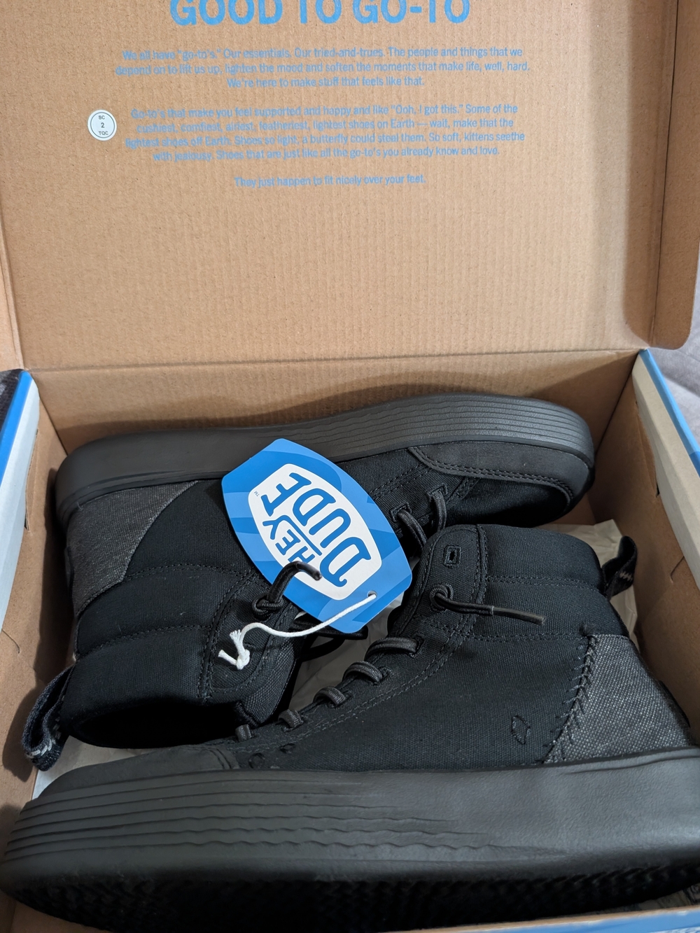Hey Dude Cody Hi W Canvas Black/Black Women’s Size 8 NWT